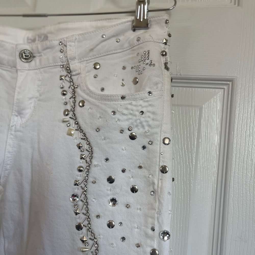 Bebe skinny rings tones jeans White Embellished Denim - Picture 4 of 10